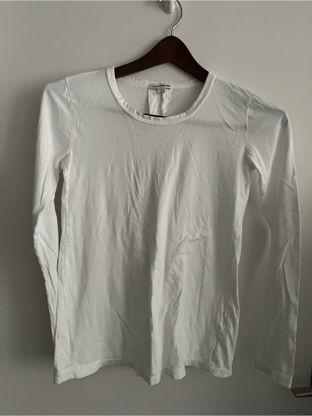 James Perse White Long-Sleeve Tee Crewneck Size 0 or XS Fits 2-4